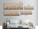 Muted Wild Flowers On White Background, Framed Canvas Print, Mother's Day Gift Idea, Wood Frame, Rustic Art, Farmhouse Decor, Boho Art