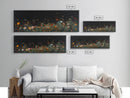 Field of Wildflowers Framed Wall Art Canvas Print, Vintage Botanical Landscape Art, Panoramic Print, Modern Farmhouse Art
