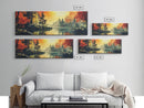 Dark and Moody Landscape, Sunset in the Valley, Framed Canvas Print, Original Artwork Gift Idea, Horizontal Print, Above Sofa, Lake House Decor, Lake Art