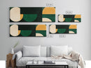 Squares and Circles, Geometric Pattern MCM Wall Art, Panoramic Framed Canvas Print, Wide and Narrow Art, Above Sofa living Room Wall Art