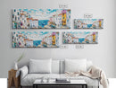 Italian Seaside Impasto Style Canvas Print, Retro Home Decor, Pastel Colors, Italy Wall Art, European Vacation Wall Art Gift