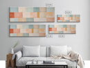 Midcentury Modern Style Abstract Square, Framed Canvas Print, MCM Modern Wall Art, Pastel Colors, Large Horizontal Wall Art Print