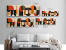 Mid-century Modern Wall Art, Framed Panoramic Art, Earth Tones, Subdued Artwork, Geometric Patterns, Above Couch or Sofa Art