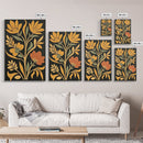 Flower Market Print Framed Canvas Print Mid-Century Modern Botanical Wall Art Boho Modern Farmhouse Living Room Art