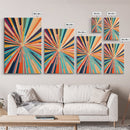 MCM Mid Century Modern Retro Canvas Print Modern Wall Art Narrow Vertical Geometric Home Decor Art in Teal, Coral Yellow