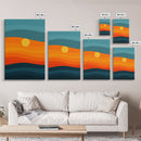 MCM - Mid Century Modern Framed Canvas Print of a Sunset, Gradient Painting Print, Vintage Landscape Art