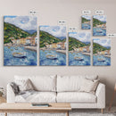 Modern Art Canvas Print - Italian Fishing Village - Italy Oil Painting - Neutral Wall Art - Seascape Painting - Impasto Style Print - Boho
