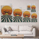 Palm Tree Sunset, Wood Framed Wall Art, Canvas Print, Boho Home Decor, Retro Style Modern Art