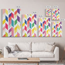 Mid-Century Modern Chevrons Framed Canvas Print Pastel Colors Modern Art Watercolor Painting Print Minimalist Art