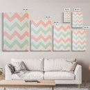 Mint Green and Pink Chevrons, MCM style Mid Century Modern Home Decor, Framed Canvas Print, Whimsical Wall Art