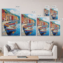 Gondolas at Sunset Framed Canvas Print - Boho Home Decor - Italy Painting - Italian Style Decor - Original Oil Painting Print