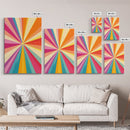 Tahiti Gold, Light Tan, Carmine Pink and Teal Wall Art, Framed Canvas Print, Beautiful MCM Inspired Boho Decor, Geometric Wall Art
