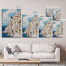 Boho Style Minimalist Wall Art - Italian Seaside Village Canvas Print - Retro Vacation Decor, Vacation Gift Idea