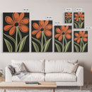 Orange Daisy with Black Background, Framed Canvas Print, Cute Floral Print, Botanical Minimalist Home Decor