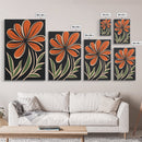 Framed Canvas Wall Art Abstract Botanical Floral Print, Boho Mid-century Modern Floral Canvas Print, Minimalist Boho Modern Art