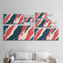 Simplistic Mid Century Modern Art Camo Pattern Canvas Print, Camouflage Wall Art Print, Navy Blue and Red Abstract Wall Art