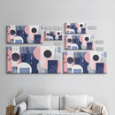 Vaporwave Aesthetic Abstract Art Canvas Print, Geometric Wall Art