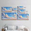 Panoramic Oil Painting Print of A Cloudy Sky Framed Canvas Print, Boho Minimalist Home Decor, Guest Room Wall Art
