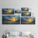 Painting Of a Cross in A Beautiful Landscape Christian Wall Art Framed Canvas Print