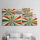 Horizontal Vertical Wall Art Framed Canvas Print, Mid-Century Modern Abstract Spiral Art, Retro Minimalist Pastel Wall Art