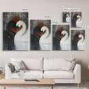Two Swans in Love, Framed Canvas Print, Goth Decor, Wedding Gift Idea, Engagement Gift, Gift For Couples, Swan Painting, Swan Art
