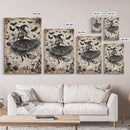 Spooky Season Halloween Witch, Witchy Decor Canvas Print, Black and White Witch Painting Print, Charcoal Sketch Of a Witch