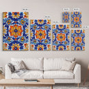 Textile Pattern Wall Art Framed Canvas Print, Home Decor, Mexican Tile Print, Mexicano Pueblo Wall Art