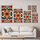 Floral Pattern Canvas Print, Mid-Century Modern Style Abstract Art, Botanical Print, Modern Flower Art Print