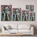 Graffiti Punk Wall Art, Portrait of a Punk Woman Framed Canvas Print