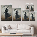 The Witch and her Ravens, Framed Canvas print, Spooky Season Halloween Wall Art, Gothic Home Decor, Witch Wall Art, Halloween Art