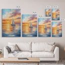Oil Painting Print of a Sailboat At Sunset, Framed Canvas Print, Nautical Decor, Nautical Nursery, Nautical Wall Art, Beach House or Lakehouse Art