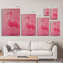 Preppy Pink Flamingo Painting Print, Trendy Wall Art, Animal Print, Framed Canvas Print, Wood Framed Art, Dorm Decor, Apartment Art