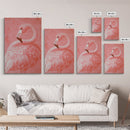 Pink Flamingo Painting Print, Preppy Trendy Wall Art, Animal Print, Framed Canvas Print, Wood Framed Art, Dorm Decor, Apartment Art