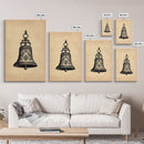 Christmas Bell Painting Print - Wood Framed Wall Art - Christmas Decor - Boho Christmas - Minimalist Christmas