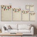 Drawing of Retro Christmas Lights Canvas Print - Framed Canvas - Minimalist Christmas Art - Boho Christmas Art - Rustic Christmas Art