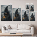 Gothic Oil Painting Print of a Witch Holding a Candle, Gothic Dark Academia Wall Art, Halloween Decor, Goth Gift Idea