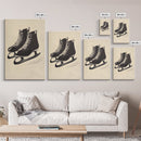 Retro Christmas Ice Skates Canvas Print - Framed Canvas - Minimalist Christmas Art - Boho Christmas Art - Rustic Christmas Art