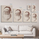 Santa Portrait Canvas Print - Framed Canvas - Minimalist Christmas Art - Boho Christmas Art - Rustic Christmas Art