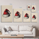 Retro Santa Hat Sketch Canvas Print - Framed Canvas - Minimalist Christmas Art - Boho Christmas Art - Rustic Christmas Art