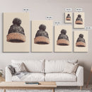 Christmas Beanie Hat Canvas Print - Framed Canvas - Minimalist Christmas Art - Boho Christmas Art - Rustic Christmas Art