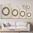 Vintage Wreath Canvas Print - Framed Canvas - Minimalist Christmas Art - Boho Christmas Art - Rustic Christmas Art