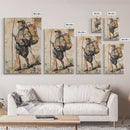 Japanese Fisherman Painting Print, Wabi Sabi Wall Art, Japanese Style Home Decor, Japanese Wood Block Print Style Art