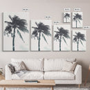 Palm Tree In The Wind, Framed Canvas Print, Wabi Sabi Watercolor Painting of a Palm Tree, Statement Piece Art