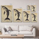 Large Minimalist Whale Wall Art Canvas Print, Animal Acrylic Style painting Framed Modern Wall Art FOr Living Room, Bedroom Decor