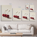 Three Cherries Framed Canvas Print, Cherry Painting, Cherry Wall Art, Ready To Hang Painting, Framed Wall Art, Photorealism, Fruit Art
