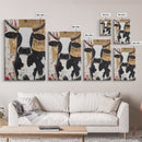 Moo Cow Wall Art, Wabi Sabi Canvas Print, Japanese Style Decor, Minimalist Cow Wall Art, Farmhouse Decor