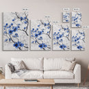 Wabi Sabi Wall Art Framed Canvas Print, Chinoiserie Wall Art, Chinoiserie Style Home Decor, Blue Flower Floral Print Wall Decor