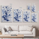 Chinoiserie Wall Art Framed Canvas Print, Blue Tree and Birds, Botanical Print, Birdwatcher Gift Idea, Chinoiserie Style Painting