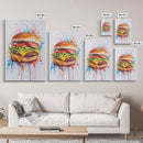Hamburger Painting Print, Kitchen Decor, Restaurant Decor, Dining Room Art, Restaurant Wall Art, Diner Wall Art, Restaurant Owner Gift Idea