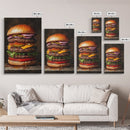 The Burg' Canvas Print, Retro Still Life Oil Painting Of a Hamburger, Canvas Print, Kitchen Decor, Dining Room Art, Funny Wall Art